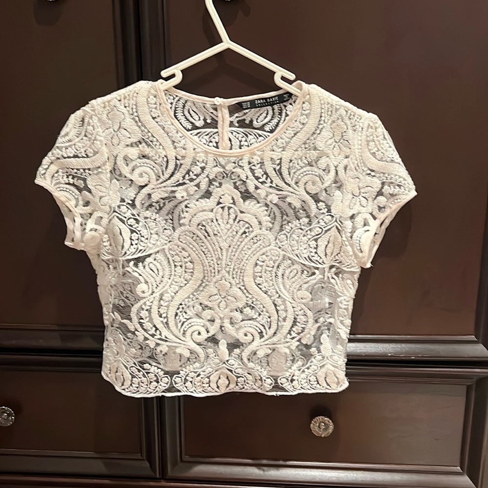 Zara lace sequence top XS